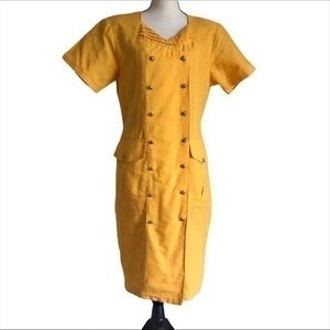 Nok Nok Vintage 1970’’s Double Breasted Yellow Dress Size 9